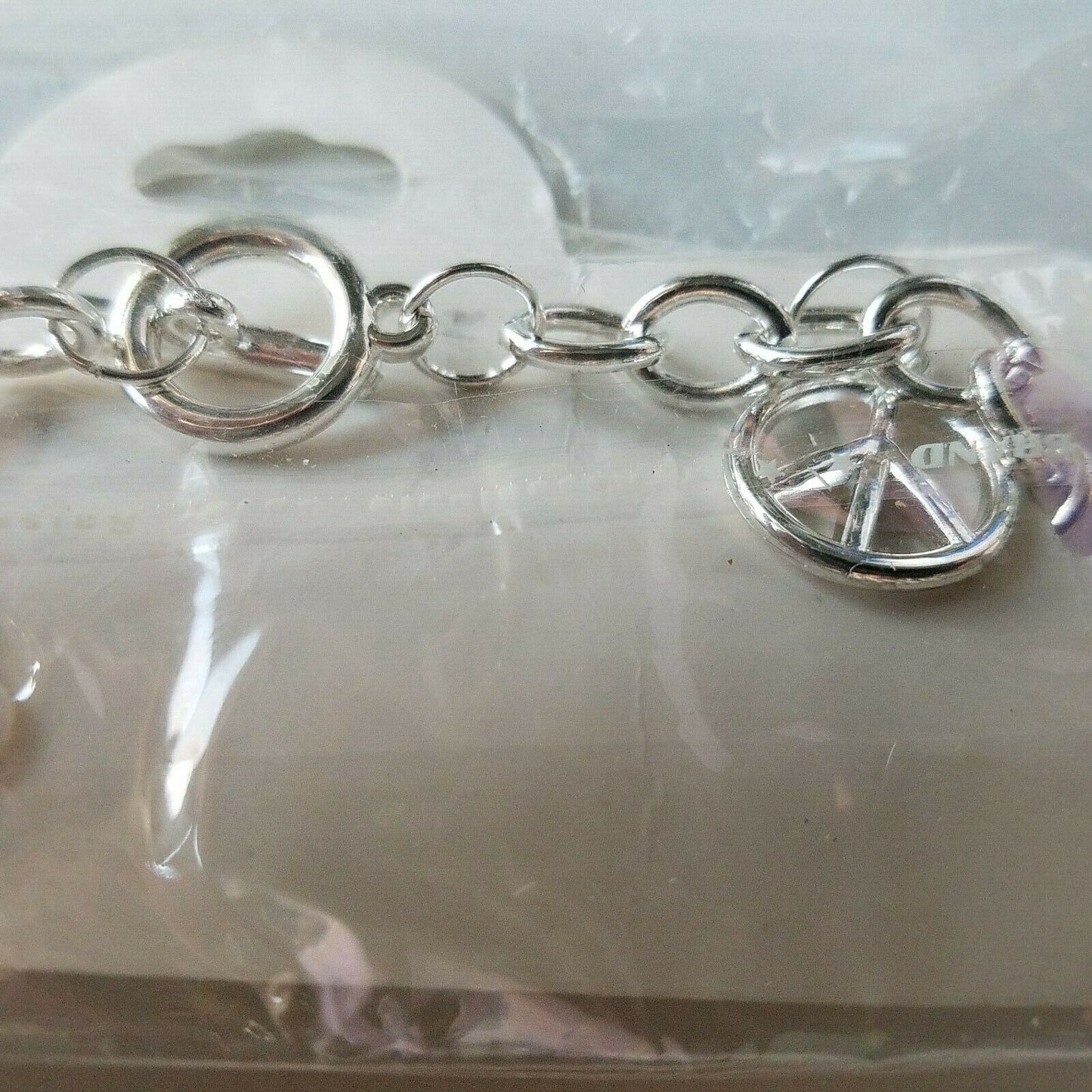 Jewelry Charm Bracelet Hearts Peace Signs Silver Fashion 8"