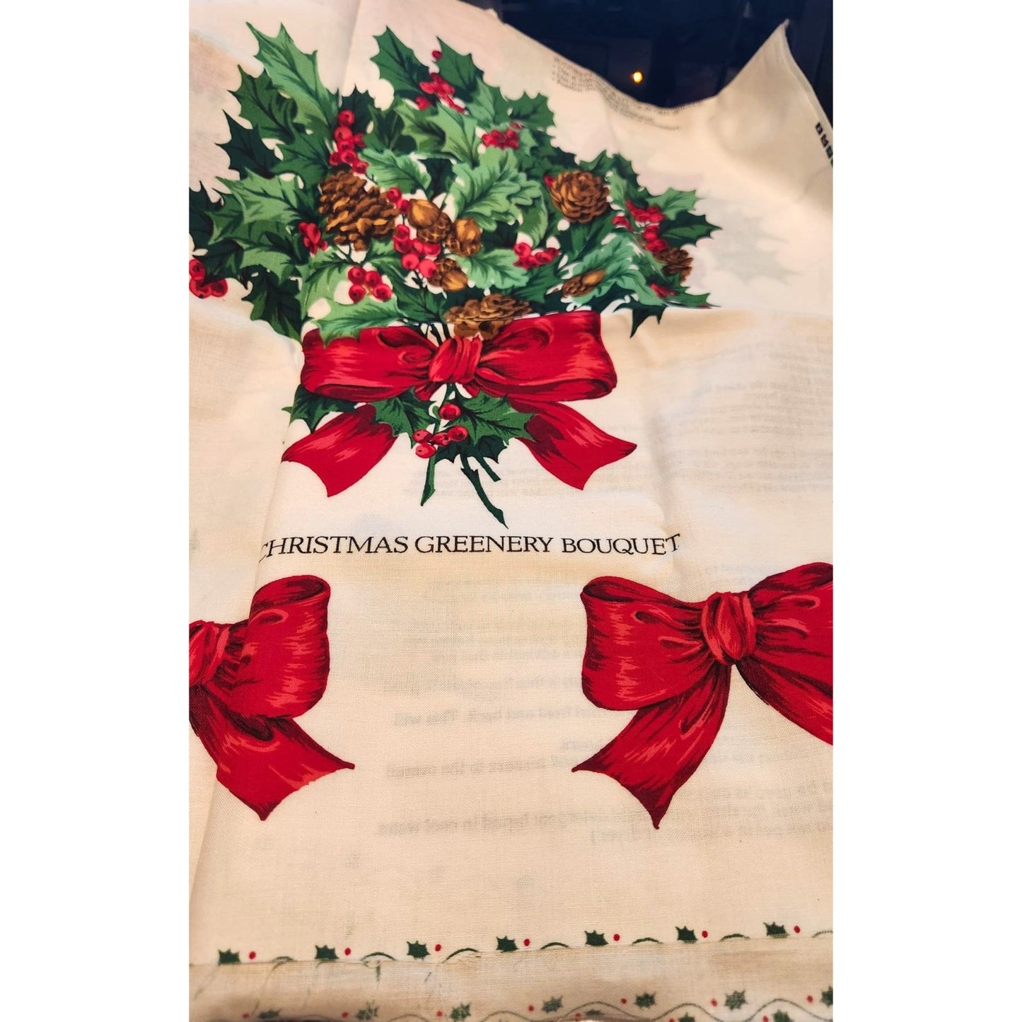 Craft Kit  Christmas Greenery Wearable Art Flowers Birds Ribbon Bows 46" x 36"