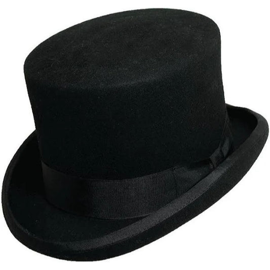 The Scala Wool Felt Top Hat is great for any and all formal occasions. This simple, yet elegant design is sure to turn heads. The 5" crown