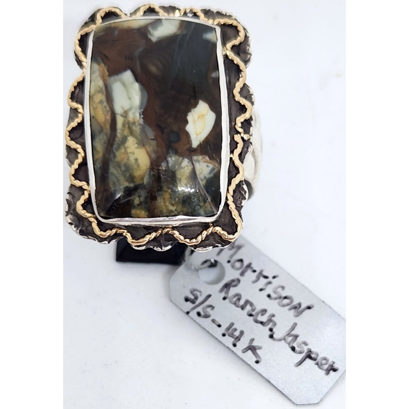 Morrison Ranch Jasper Ring 13.9 Gr Size 11 90mm x 22mm Fran Harr 14K Gold 925 Silver