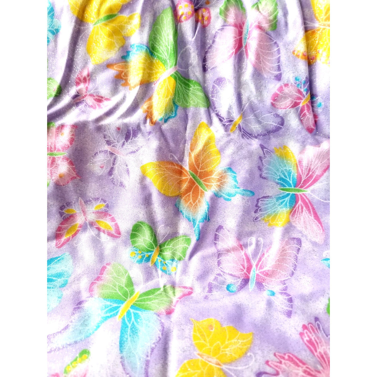 Material Cotton Purple Fabric  Butterfly Glitter Pink Purple Blue Yellow  36" x  44" Cotton
