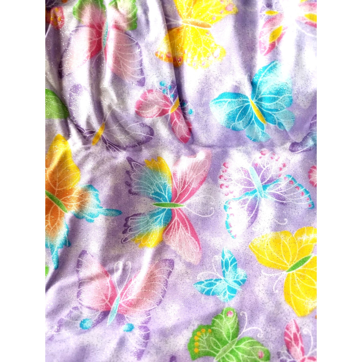 Material Cotton Purple Fabric  Butterfly Glitter Pink Purple Blue Yellow  36" x  44" Cotton