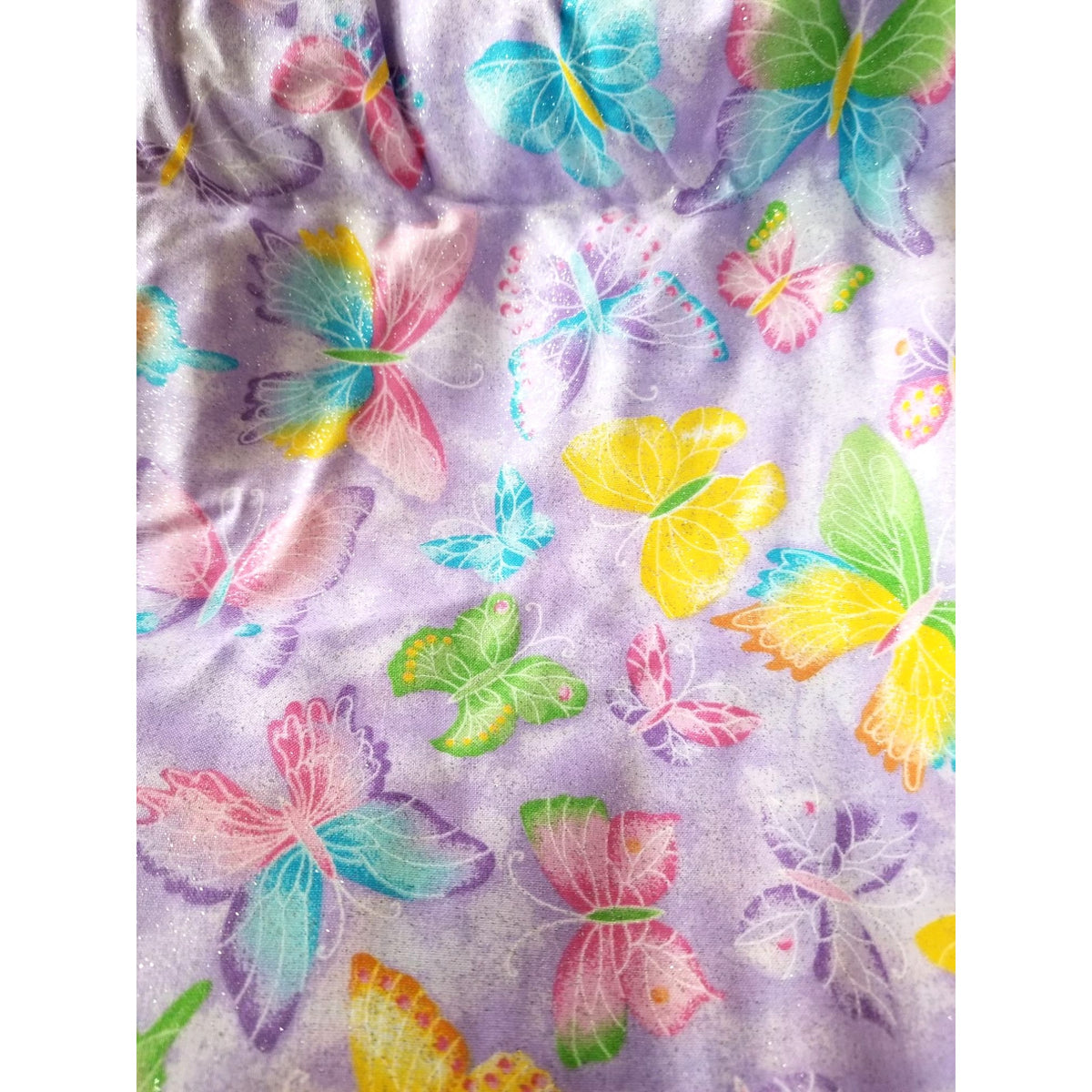 Material Cotton Purple Fabric  Butterfly Glitter Pink Purple Blue Yellow  36" x  44" Cotton