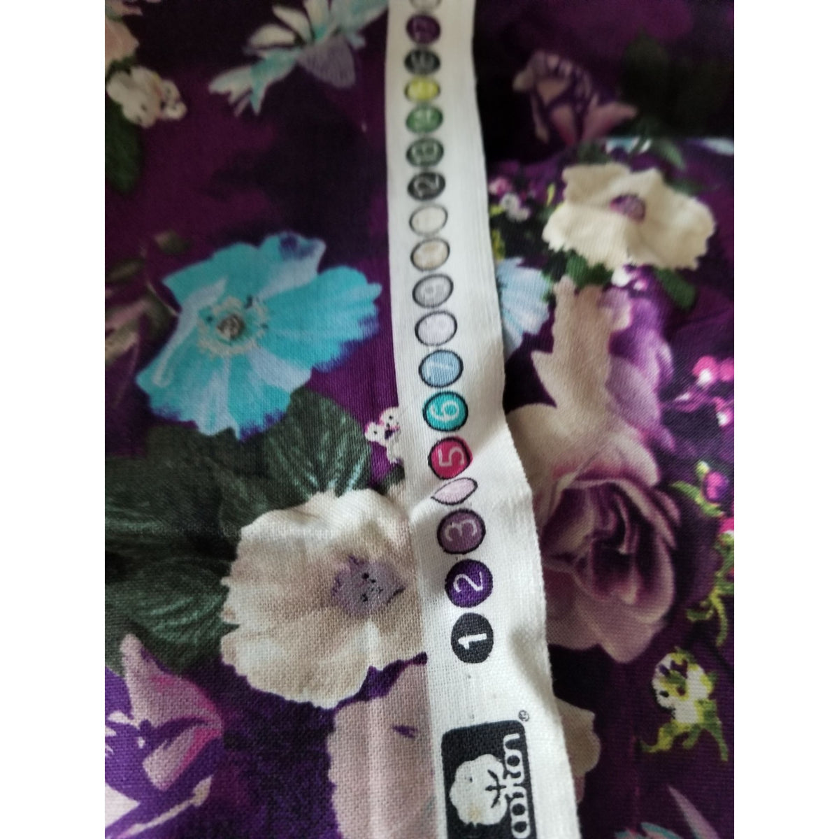 Material Dark Purple Fabric  JoAnn  Flowers Blue White  Green Leaves 44" x 72"  Cotton  2 Yrd Craft Clothing  Joann