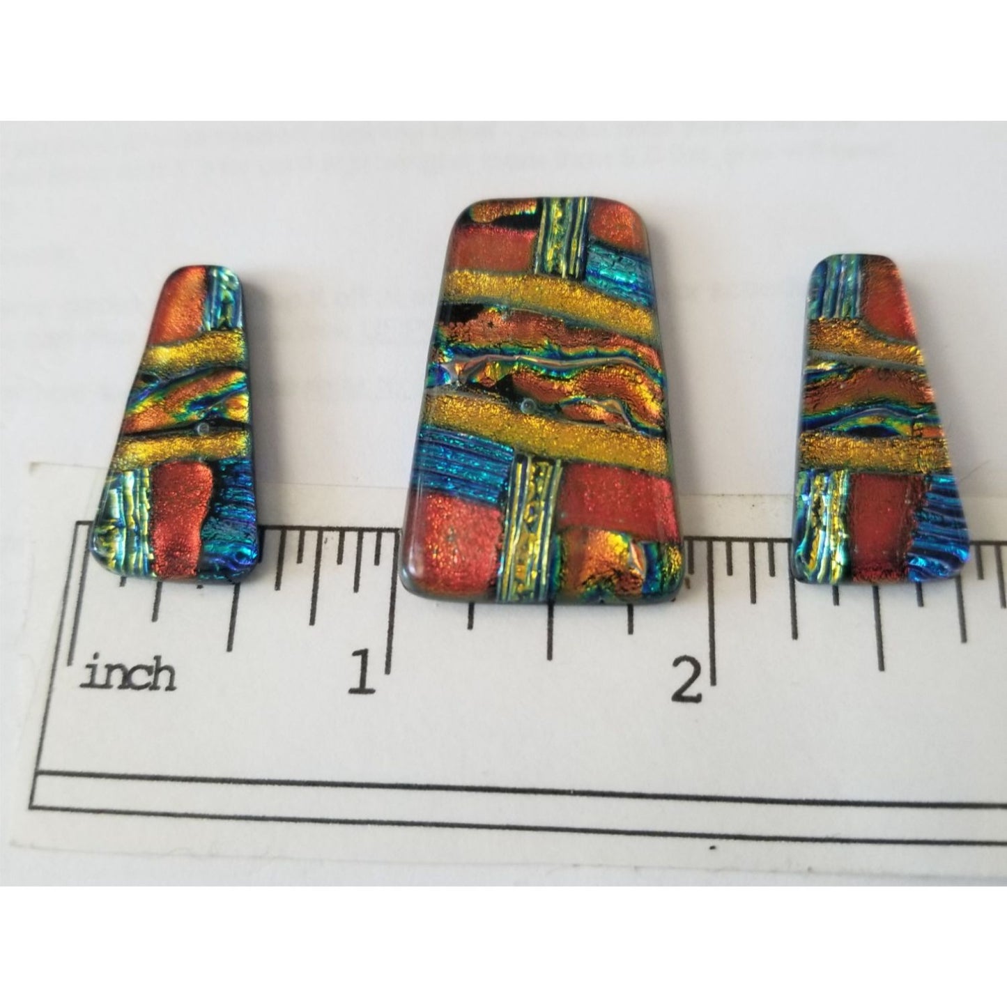 Gemstone Loose Set of 3  Dichroic glass 56.5 ct  11.3 gr 1" x 0.5"  1 1/2 x 0.75"  # 1