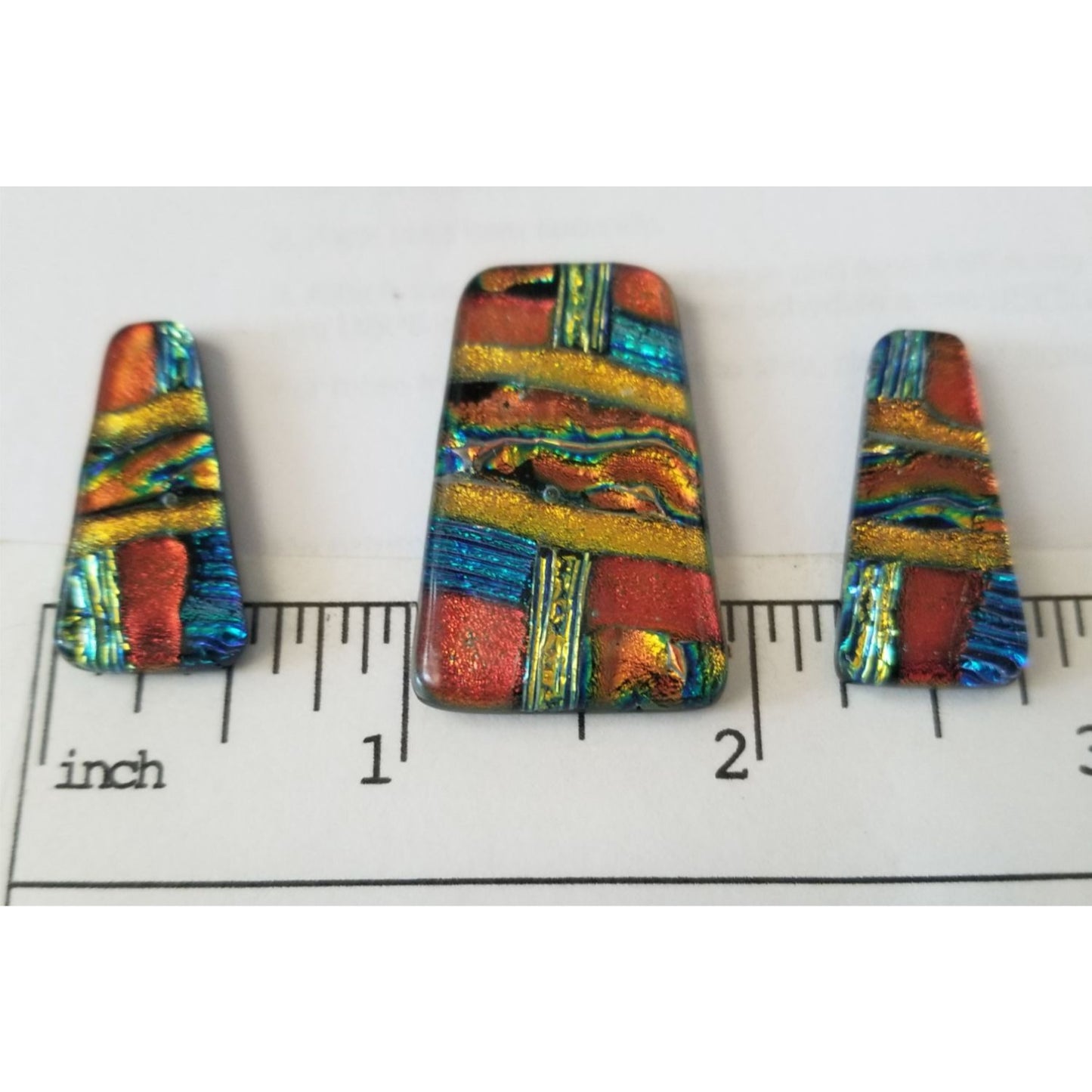 Gemstone Loose Set of 3  Dichroic glass 56.5 ct  11.3 gr 1" x 0.5"  1 1/2 x 0.75"  # 1