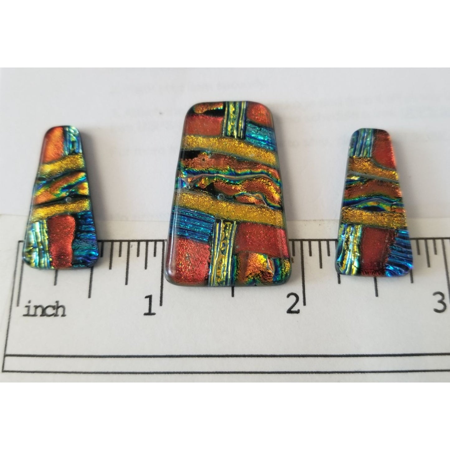 Gemstone Loose Set of 3  Dichroic glass 56.5 ct  11.3 gr 1" x 0.5"  1 1/2 x 0.75"  # 1