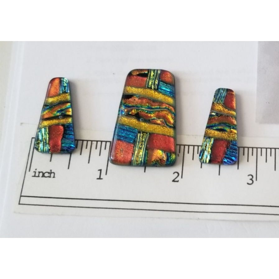 Gemstone Loose Set of 3  Dichroic glass 56.5 ct  11.3 gr 1" x 0.5"  1 1/2 x 0.75"  # 1