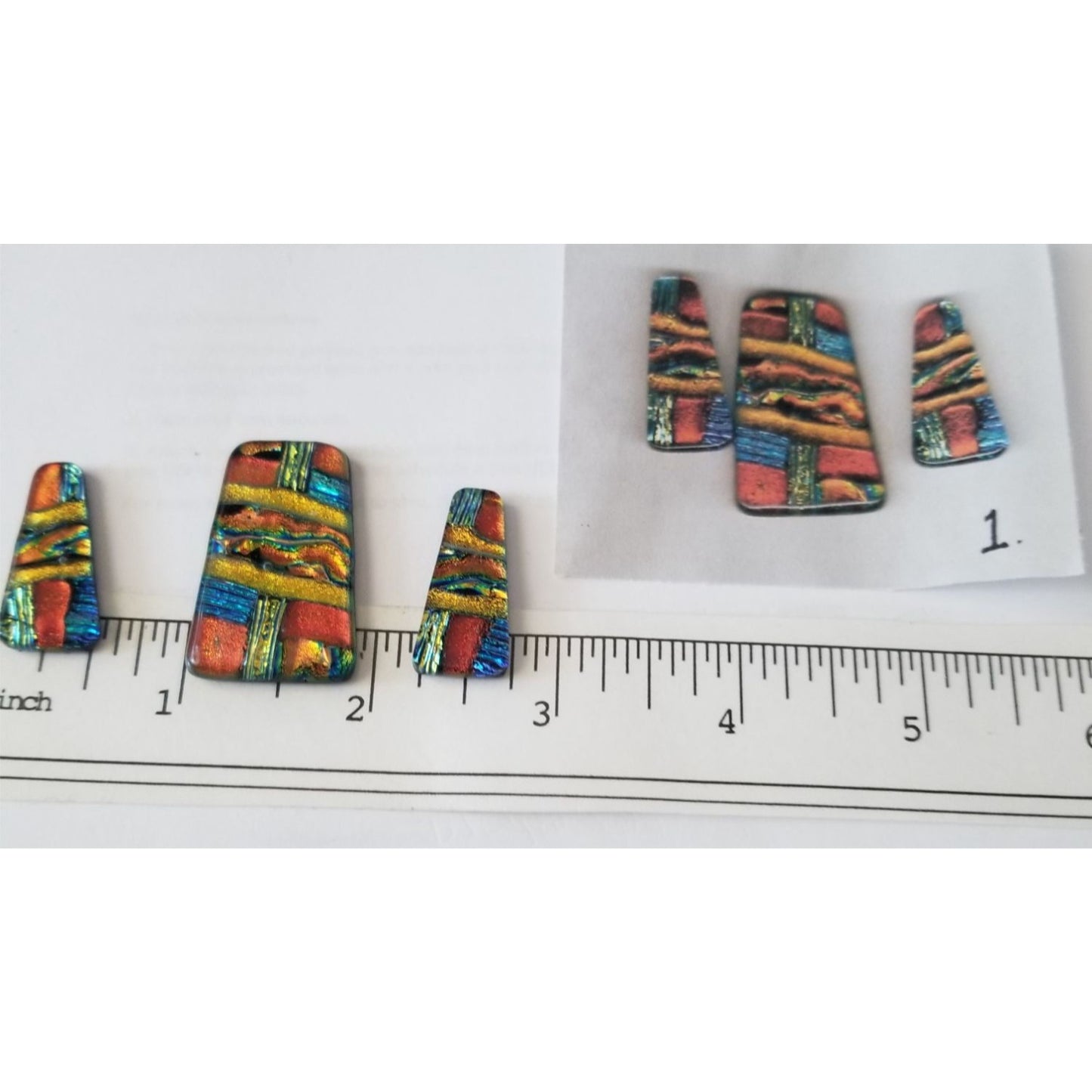 Gemstone Loose Set of 3  Dichroic glass 56.5 ct  11.3 gr 1" x 0.5"  1 1/2 x 0.75"  # 1