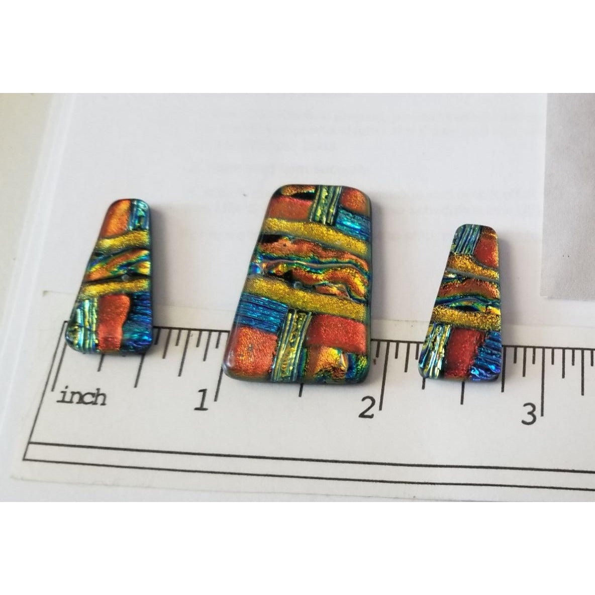 Gemstone Loose Set of 3  Dichroic glass 56.5 ct  11.3 gr 1" x 0.5"  1 1/2 x 0.75"  # 1