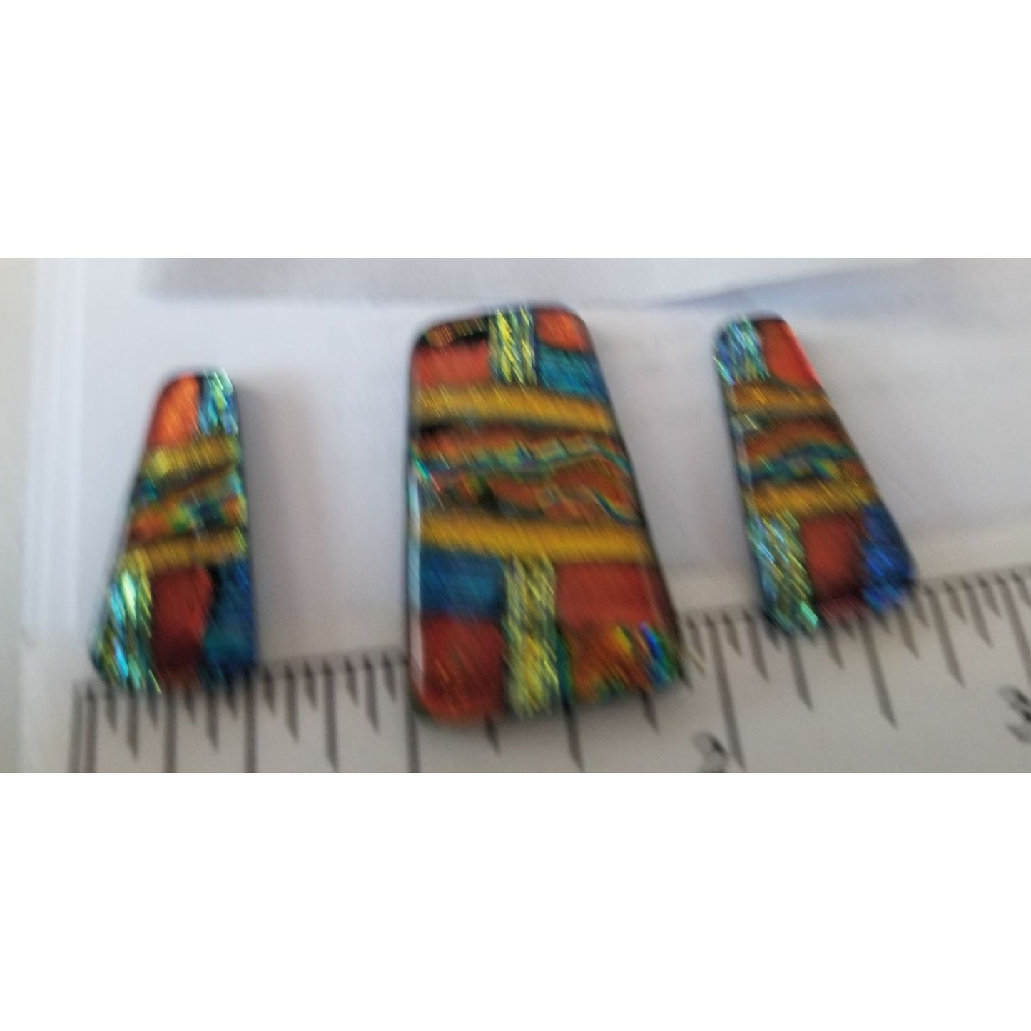 Gemstone Loose Set of 3  Dichroic glass 56.5 ct  11.3 gr 1" x 0.5"  1 1/2 x 0.75"  # 1