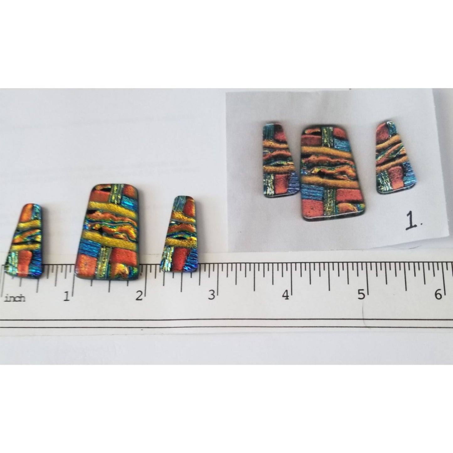 Gemstone Loose Set of 3  Dichroic glass 56.5 ct  11.3 gr 1" x 0.5"  1 1/2 x 0.75"  # 1