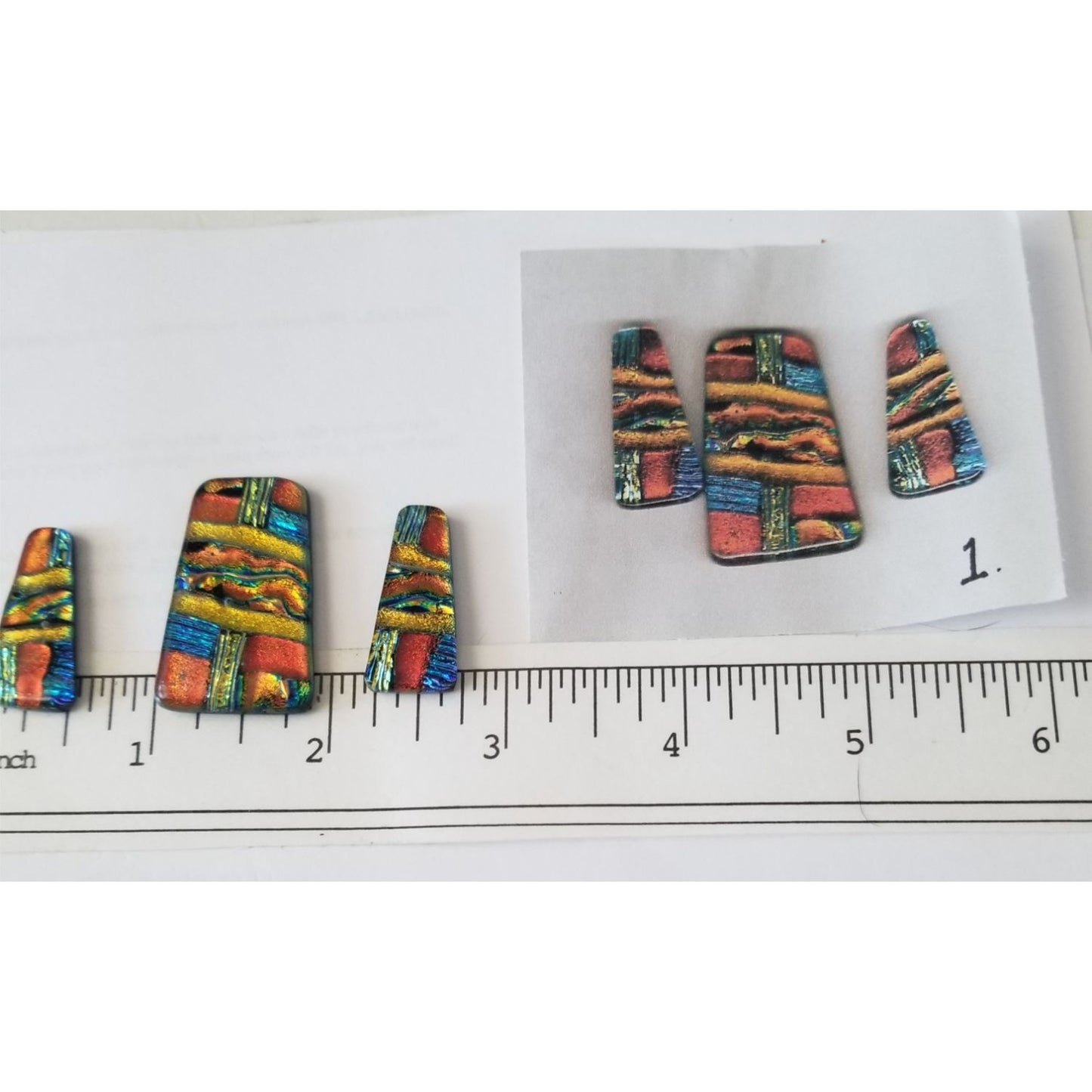 Gemstone Loose Set of 3  Dichroic glass 56.5 ct  11.3 gr 1" x 0.5"  1 1/2 x 0.75"  # 1
