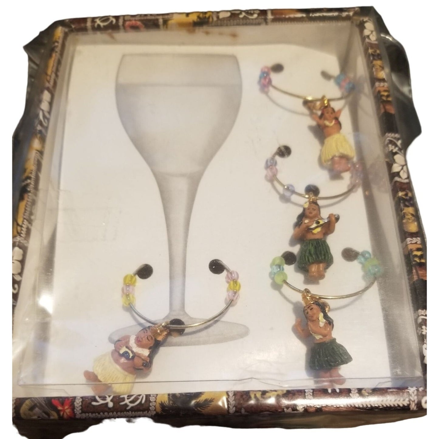 KC Hawaii Wine Charms 4 piece Hula Dancers