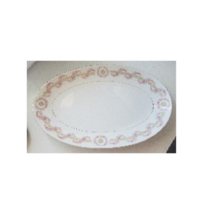 Relish Plate Oval Cheryl by ROYAL M-MITA 10" long Floral Pink