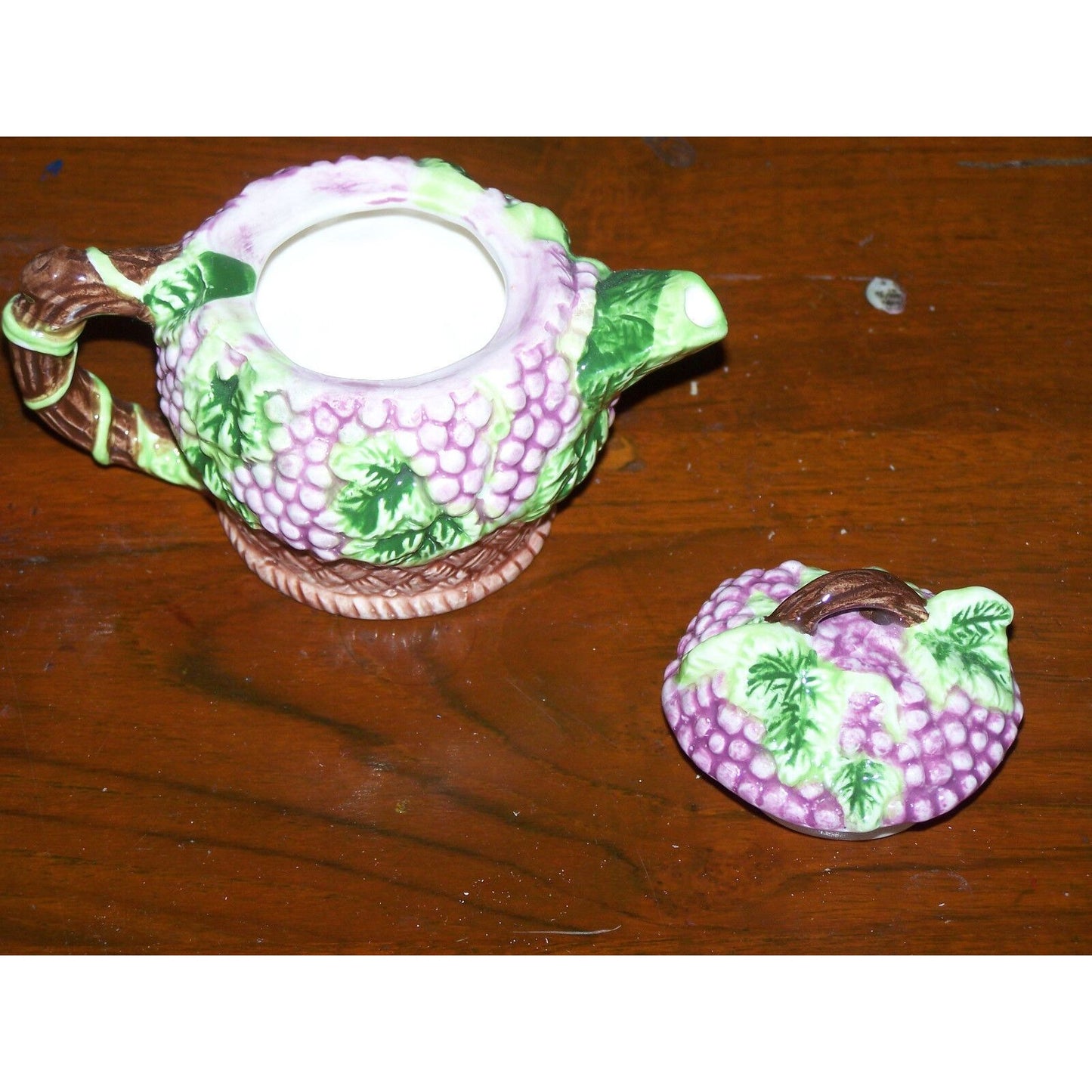 Tea Pot Decorative Ceramic Mini Tea Pot Teapot Grapes Clusters and Vines GKRO