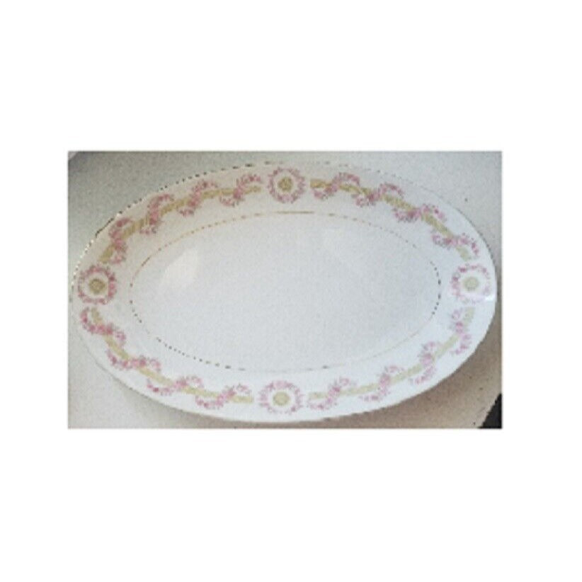 Relish Plate Oval Cheryl by ROYAL M-MITA 10" long Floral Pink