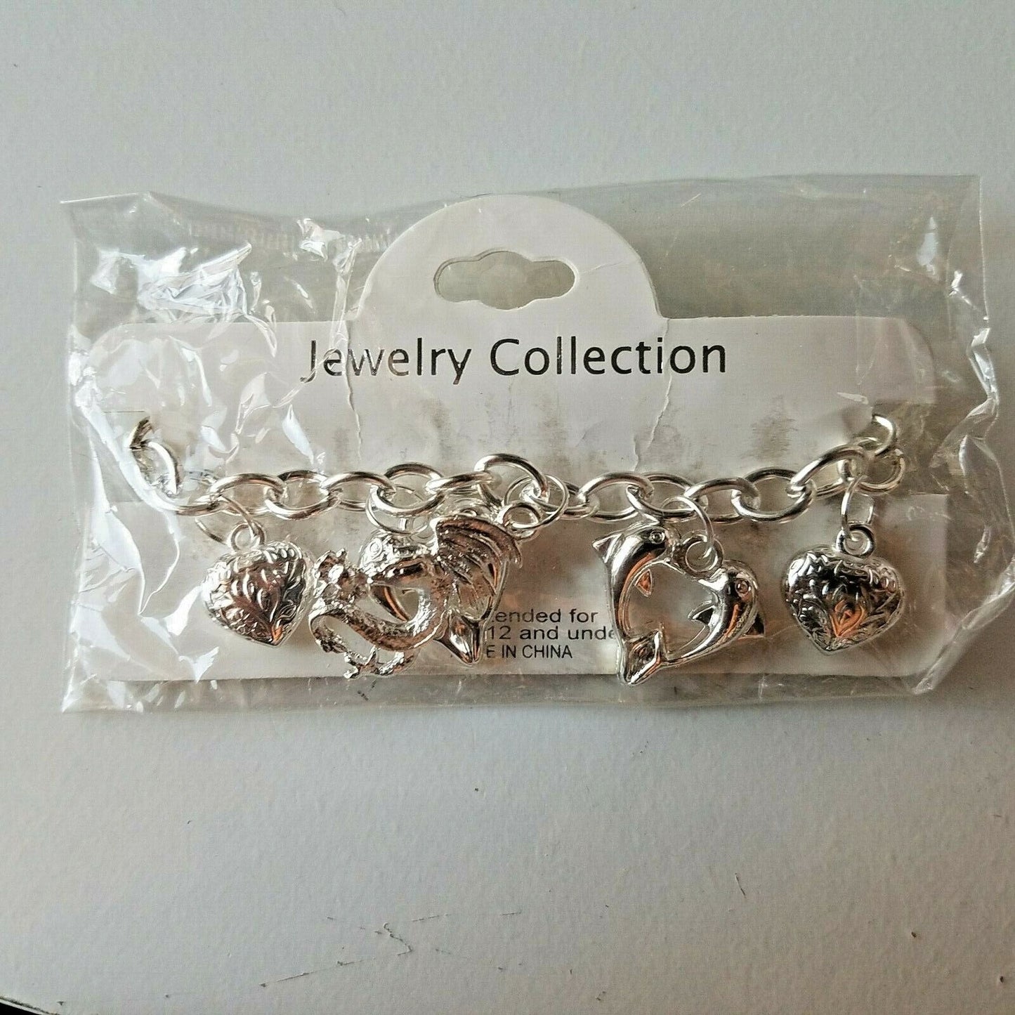 Jewelry Charm Bracelet Hearts Peace Signs Silver Fashion 8"