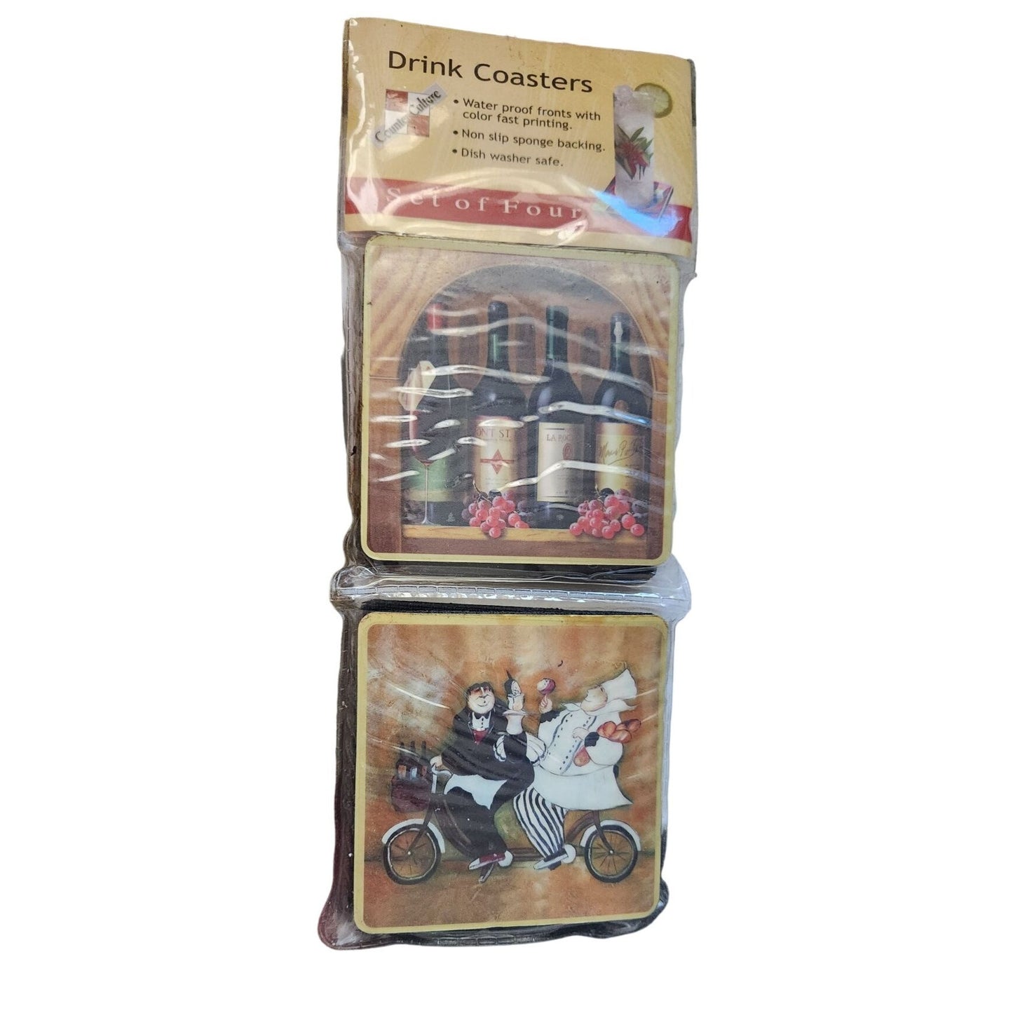 Drink Coasters Wine Design set of 4 Waterproof Non slip sponge backing Dishwasher safe Salamander Graphix