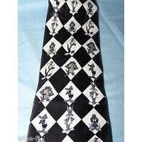 Tie Marvin Martian Tweety Bugs Daffy Neck Tie White Black  60 " Long  3 1/2"  W