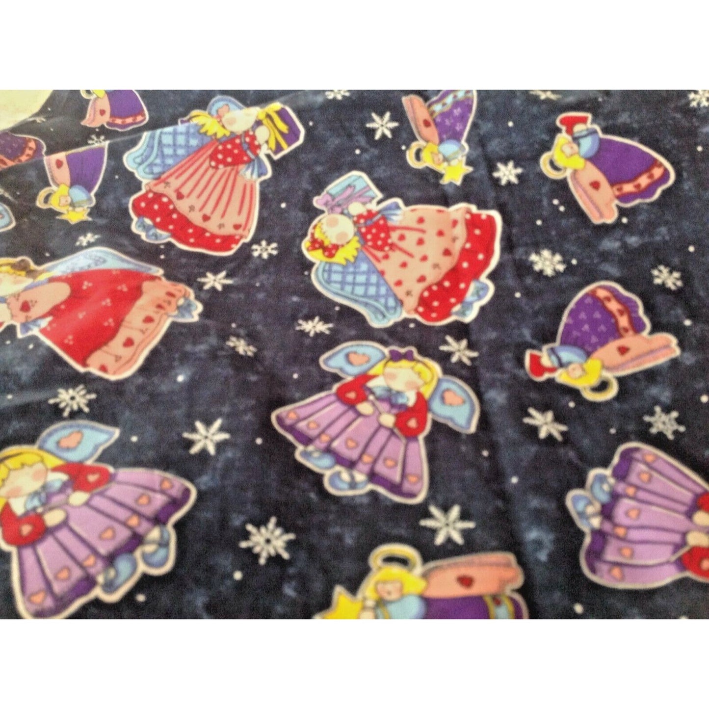 Material Fabric Blue Cotton Christmas Sprit # 6064 45" x 50"  Spring Industries