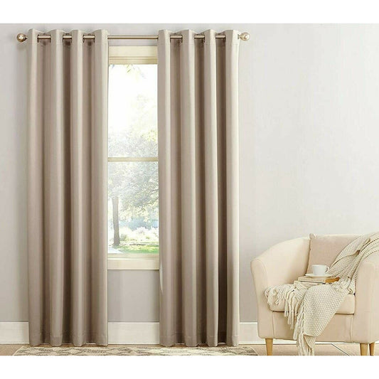 Curtain Sun Zero Barrow Energy Efficient Grommet Curtain Panel, 54" x 95", Stone