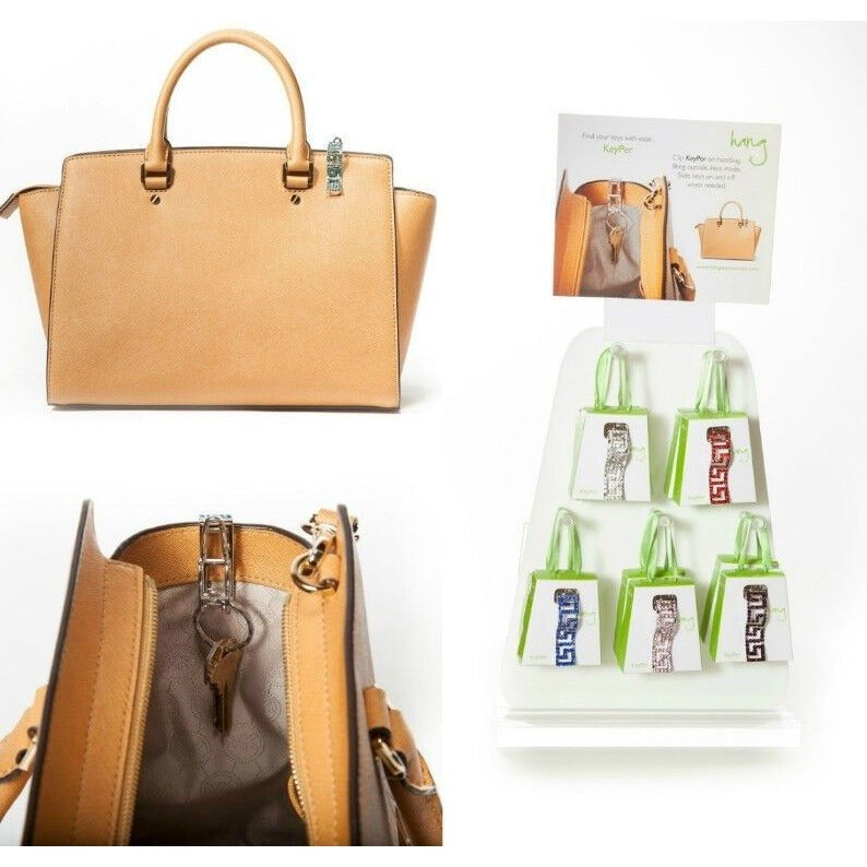 Hang Accessories Key Holder Red Bling Holds Keys Inside Purse 2 1/2"