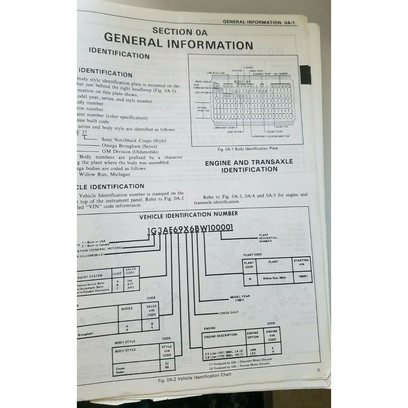 1981 Oldsmobile Omega Service Manual Automobile Shop General Motors