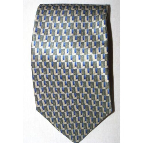 Tie Brown Blue Tan Geometric Design Dockers   Silk  58  " L   3 1/2 " W