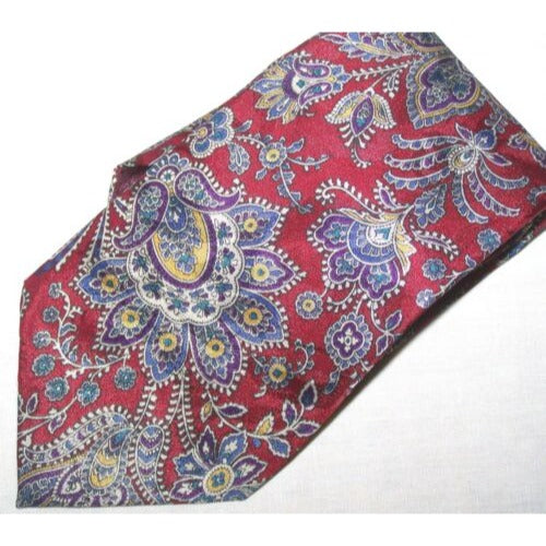 Tie Christian Dior Monsieur Red Blue Silver Polyester Made USA  58" L  3 3/4 " W
