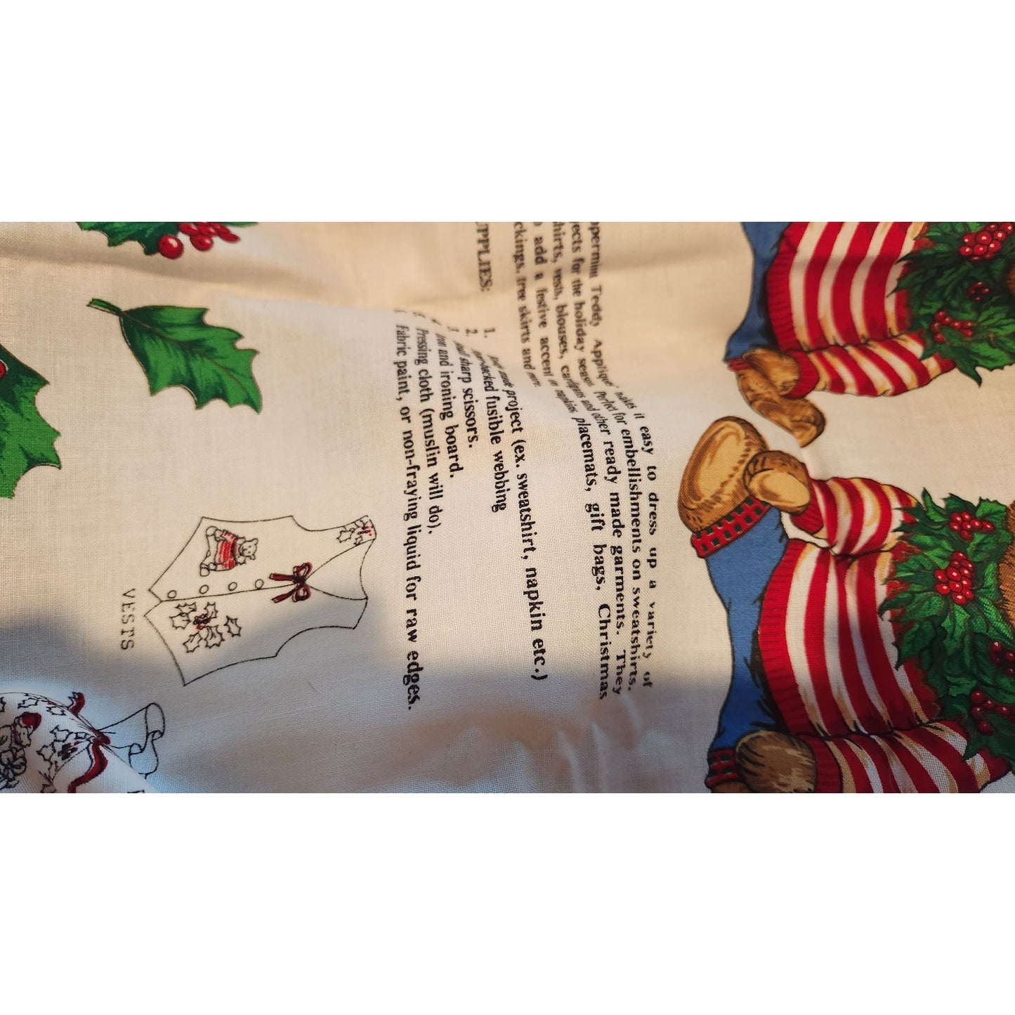 Craft Kit Peppermint Teddy Bear Applique  45" x 36"  Angels Teddy Bears Ornaments Bows