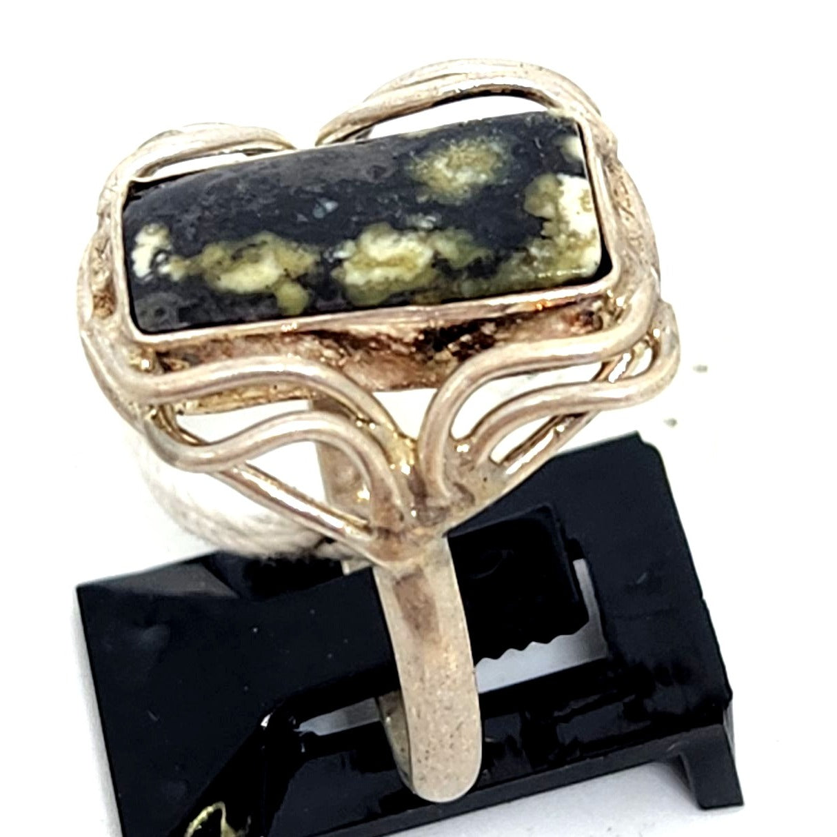 Ring Variscite Size 10 1/2  5 Gr Silver  Jerry Fran Harr 80mm x 20mm Stone 15mm x 5mm