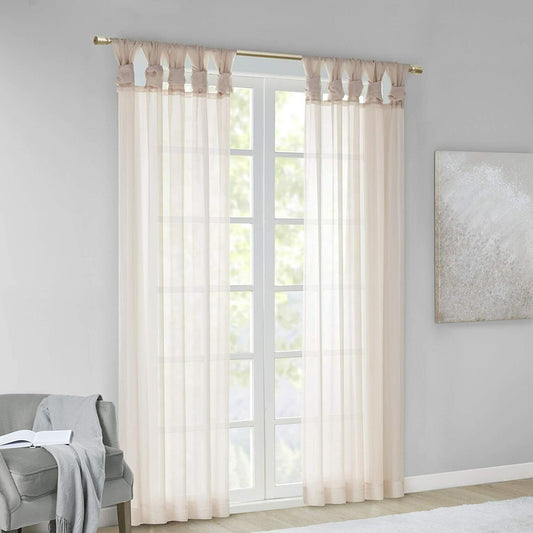 Madison Park DIY Twisted Tab Sheer Window Curtain Panel Pair Voile Privacy Drape