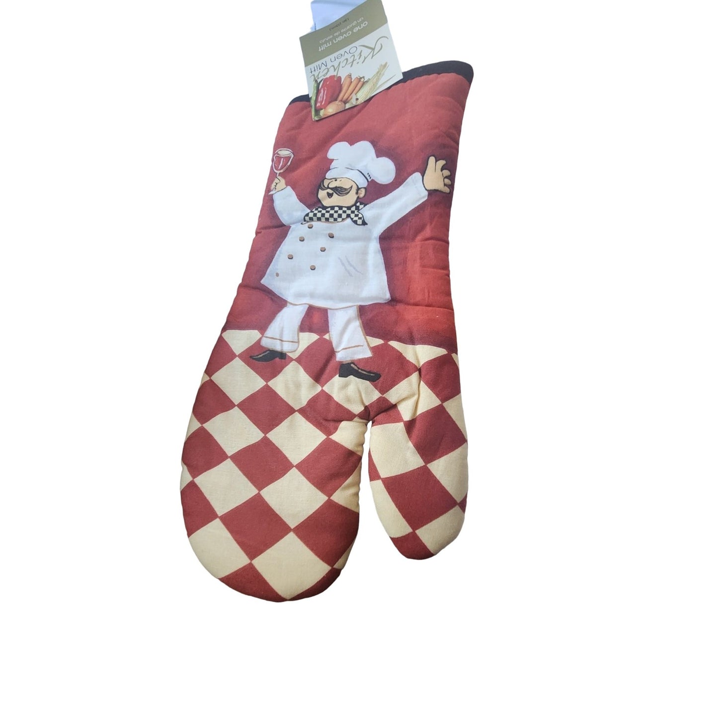 Kitchen  5 Piece Set Chef Wine Glass  2 Towels 2 Pot Holders, 1 Oven Mitt  100% Cotton