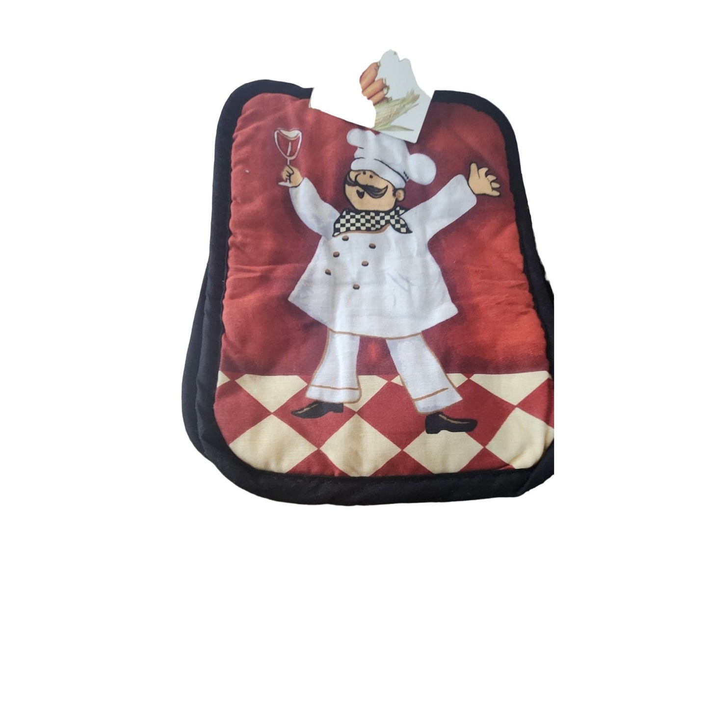 Kitchen  5 Piece Set Chef Wine Glass  2 Towels 2 Pot Holders, 1 Oven Mitt  100% Cotton