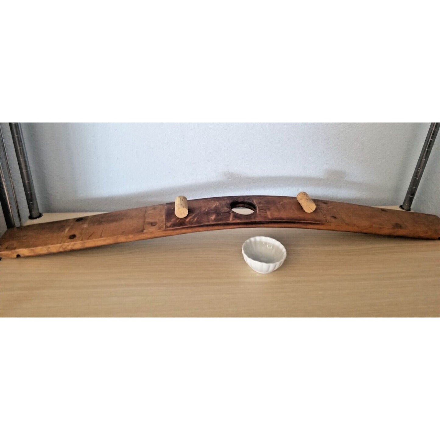 Wine Stave Sushi Tray Cork Feet White Dipping Bowl Bung Hole 37" x 3 1/2 " x 2"