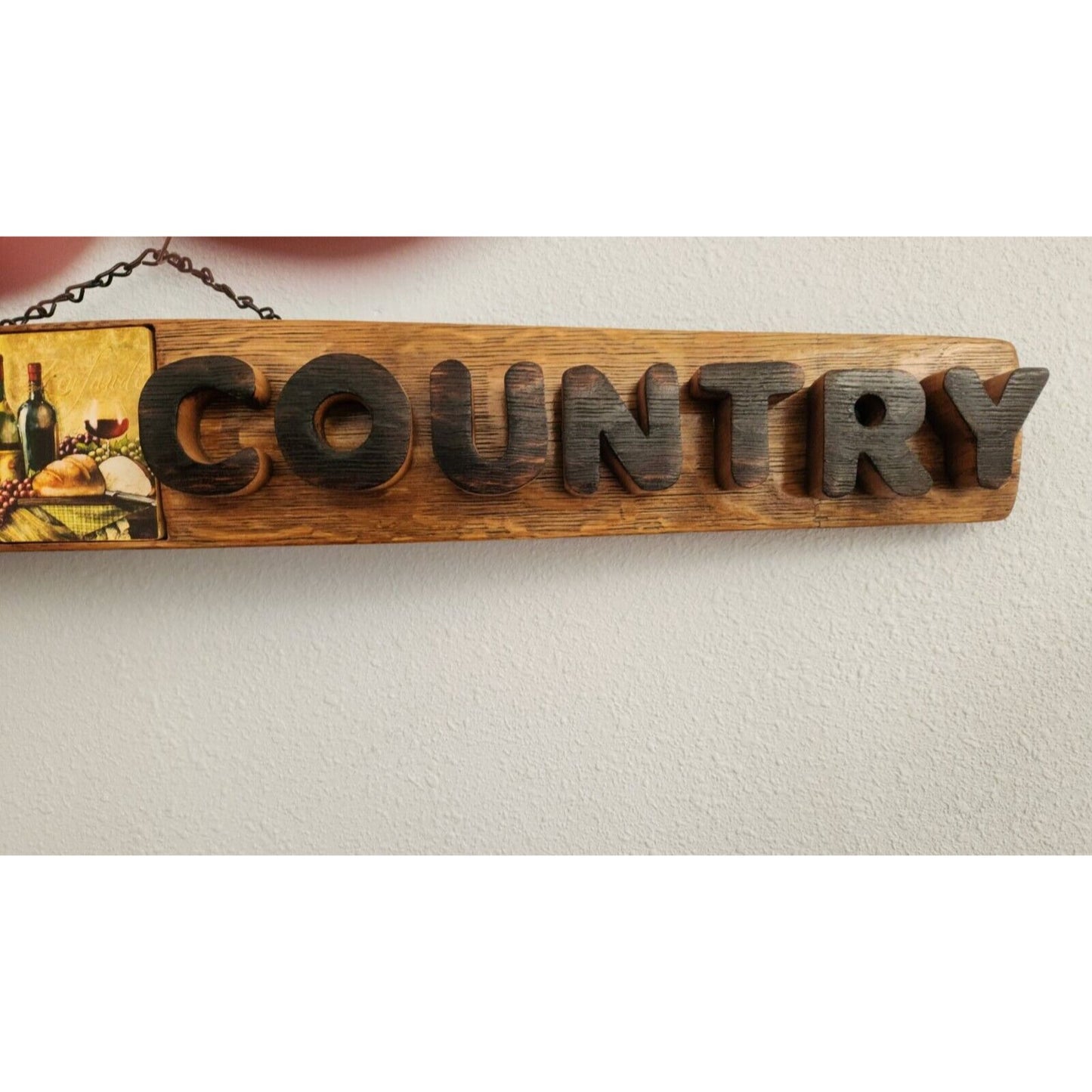 Wood Sign Wine Stave says "I  Love Wine Country", Letters Heart Cut from Stave