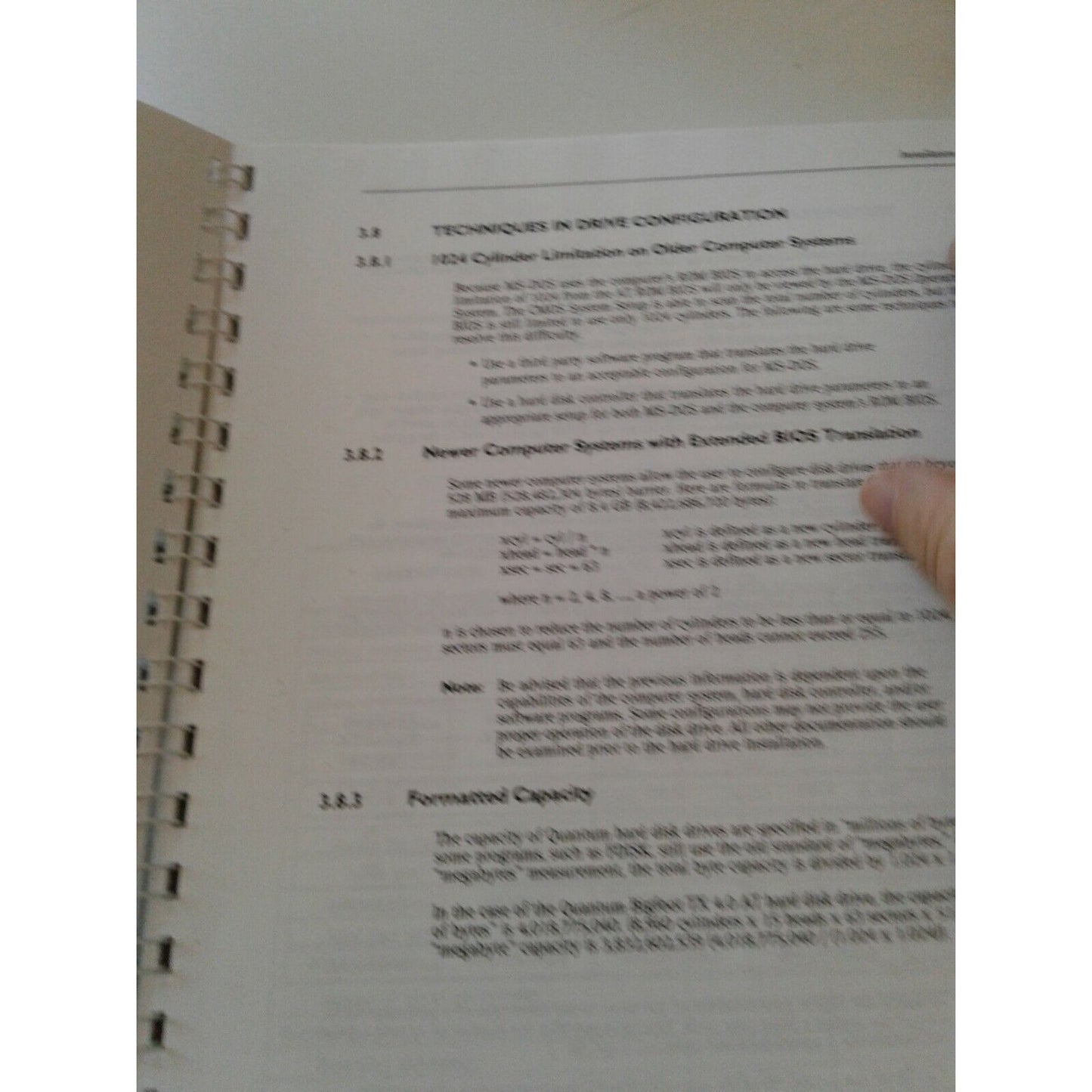 Manual Quantum Bigfoot TX 4.0 / 6.0 / 8.0 / 12.0 GB AT High Capacity Disk Drives