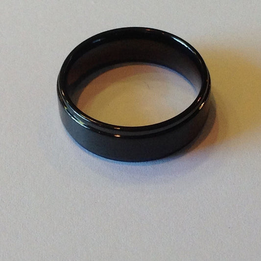 Ring 8 MM Titanium Ring Black High Polished Classy Domed Comfort Fit