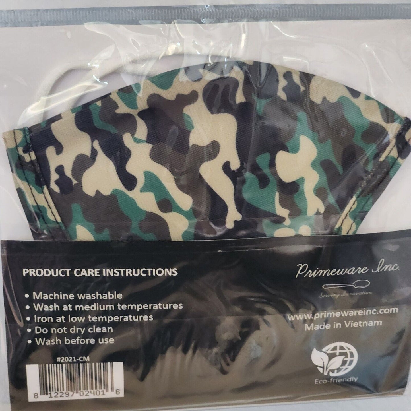 Primeware Mask Camo Design Adult 2 pack 2 layers 100 % Polyester Washable
