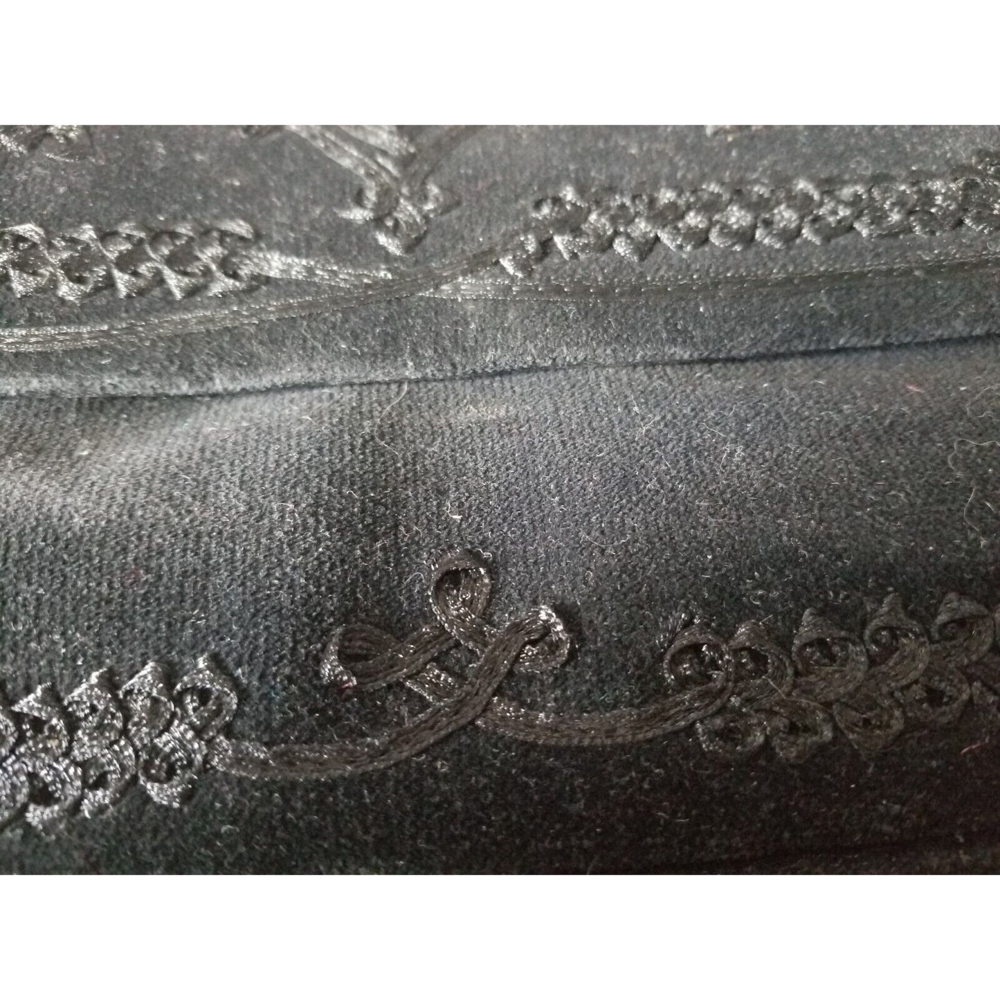 Oasis Black Purse Clutch With Short Strap Tassels Velvet Feel