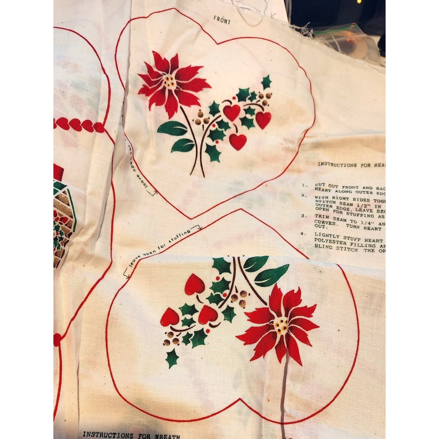 Craft Pattern Stencil Wreath Pillow Cranston Printworks 18" x 40" White Tree Bell Sheep Bird Heart Log Cabin Candy Canes Flower