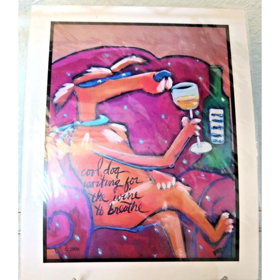 Susan Rene Fine Art Print " Cool Dog Waiting for the Wine to Breath" 8" x 10"