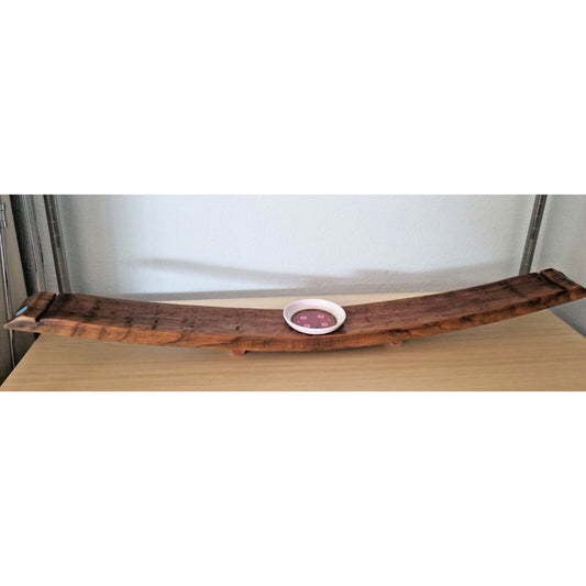 Wine Stave Sushi Tray Asian Dipping Bowl Bung Hole Cork Feet 35" x  3 1/2 " x 2"