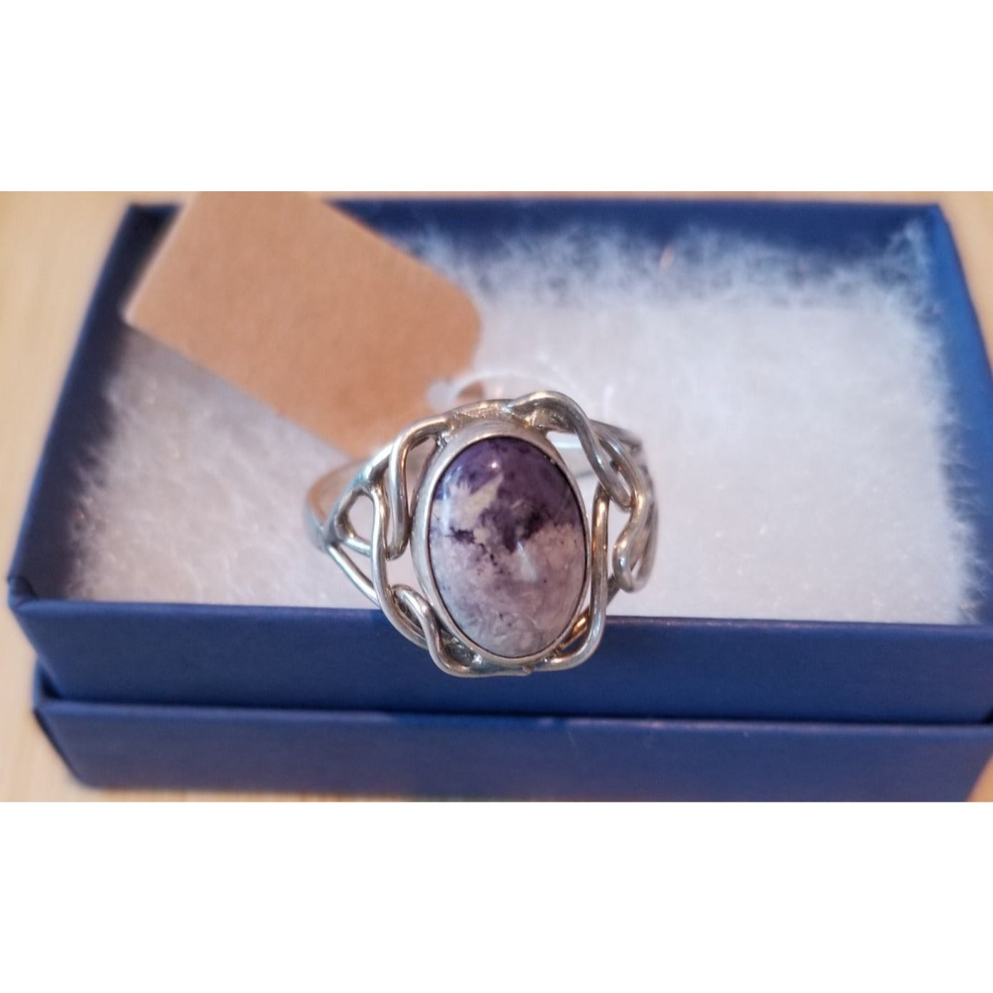 Ring Purple Charoite  Open Band  24 ct  4.8 Gr Size 11  15 mm x 12 mm  Harr  925 Silver