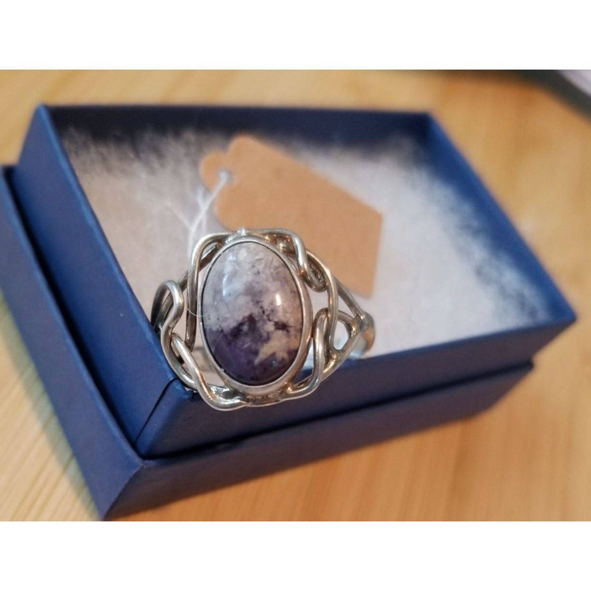 Ring Purple Charoite  Open Band  24 ct  4.8 Gr Size 11  15 mm x 12 mm  Harr  925 Silver