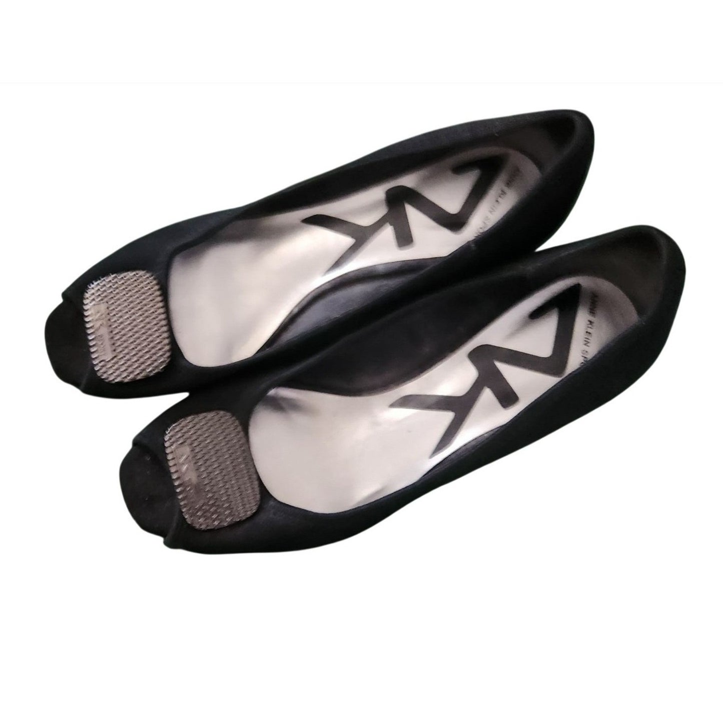 Shoes Pair Anne Klein Sport Black 6M  Silver Design top Wedge Rubber Sole