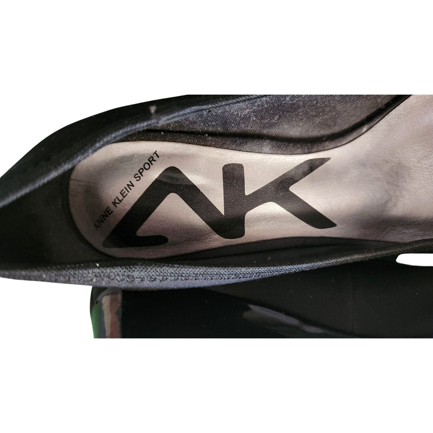 Shoes Pair Anne Klein Sport Black 6M  Silver Design top Wedge Rubber Sole