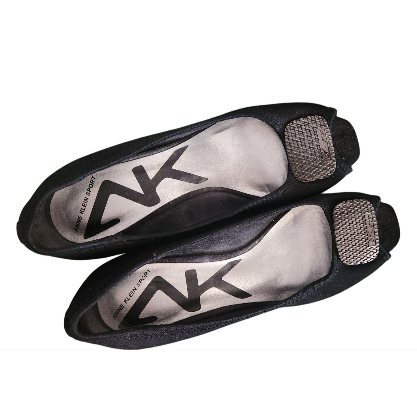 Shoes Pair Anne Klein Sport Black 6M  Silver Design top Wedge Rubber Sole