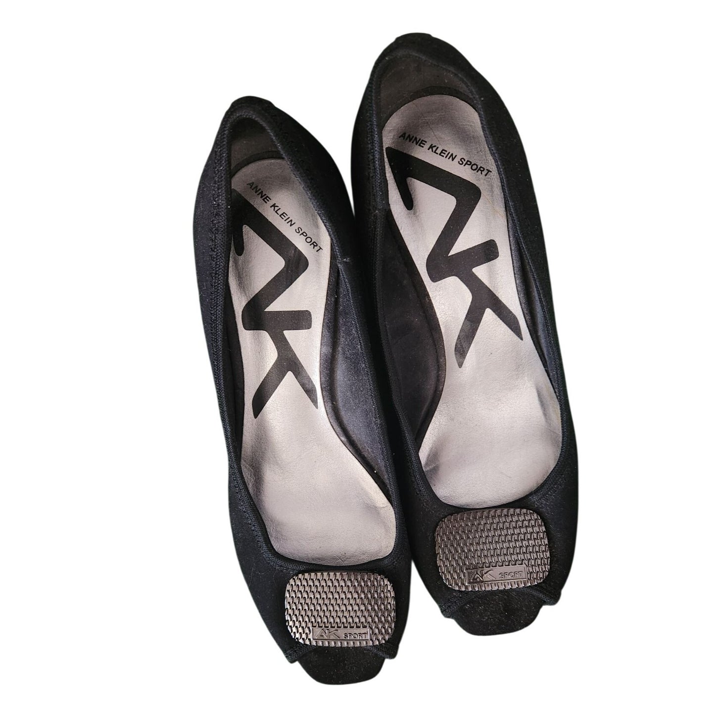 Shoes Pair Anne Klein Sport Black 6M  Silver Design top Wedge Rubber Sole